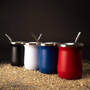 Vaso Térmico metálico "MATE" 300ml. con Bombilla (Pack x6)